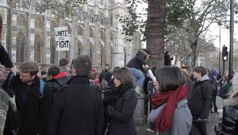 Protesters at Westminster Abbey Stock Footage
