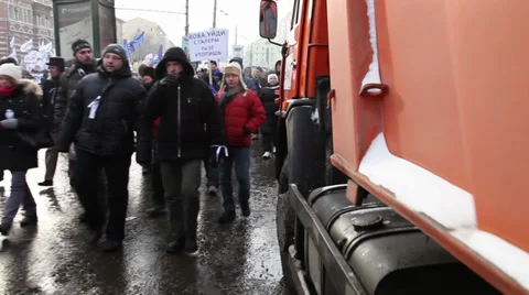 Protesters with white ribbons Stock Footage 30464521