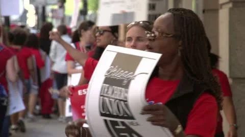 Protesting, Chicago teachers on strike Stock-Footage 12019822