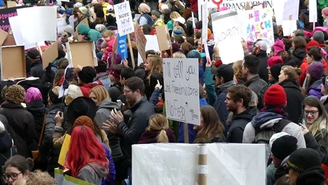Protesting crowd Womens march Stock Footage 71810747