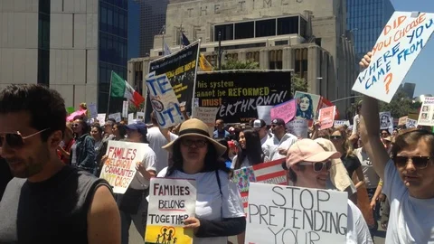 Protesting Family Separation Policy Los Angeles Stock Footage Stock Footage 91676856