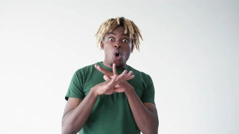 Protesting gesture refusing man meme expression Stock Footage 204086756