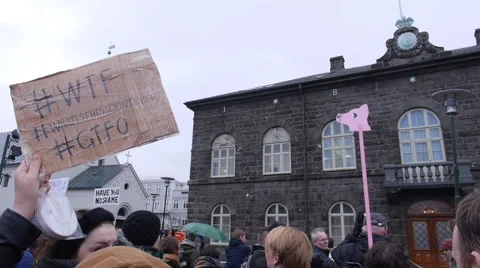 Protesting with hashtag sign and pig Stock Footage 61919054