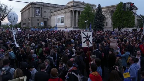 Protesting mass throwing airplanes Stock Footage 83491589