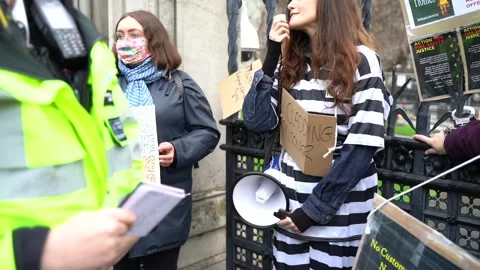 Protesting outside house of parliament Stock Footage 167009774