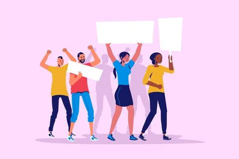 Protesting people Illustrazione stock