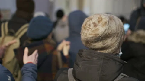 Protesting person march while applauding and clapping in approval ovations. Stock Footage 156748661