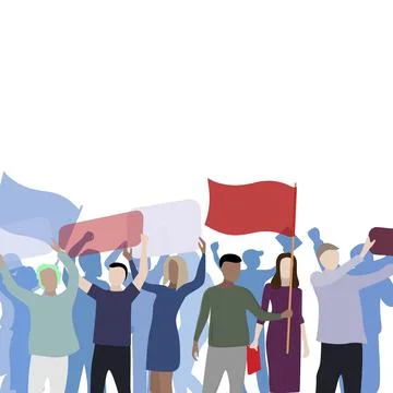 Protesting poster color with crowd, concert Stock Illustration