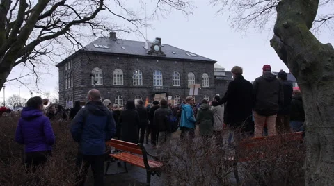 Protesting in Reykjavik  Stock Footage 61919133