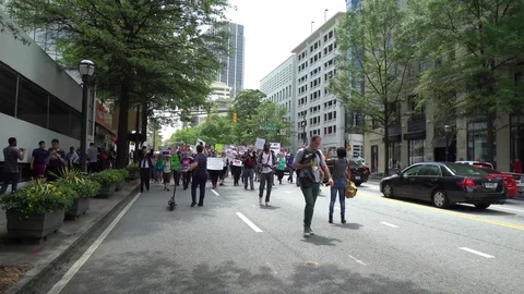 Protesting in the streets of Atlanta during May Day Stock Footage 76781710