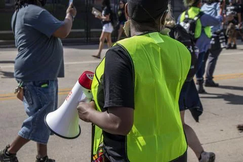 Protestor with megaphone Stock Photos