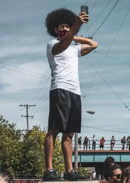 Protestor selfie Stock Photos