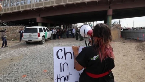 Protestor speaking on a megaphone Stock Footage 109170630