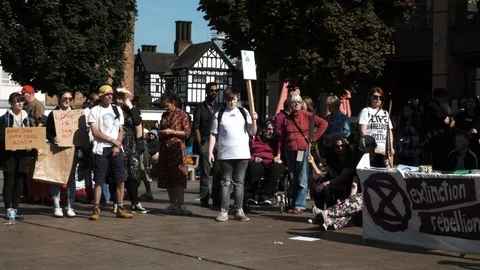 Protestors with banners for climate change Coventry Stock-Footage 116347648