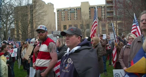 Protestors gather to demand the re-opening of the state during COVID-19 Stock-Footage 131315032