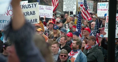 Protestors gather to demand the re-opening of the state during COVID-19 Stock-Footage 131315096