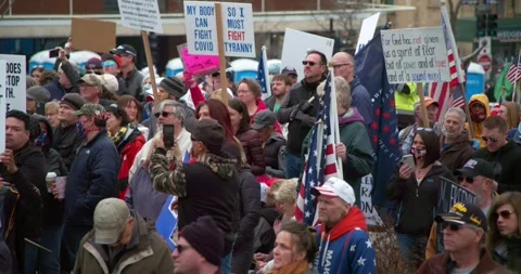Protestors gather to demand the re-opening of the state during COVID-19 Video stock 131315518
