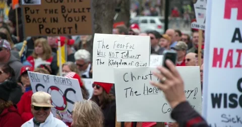 Protestors gather to demand the re-opening of the state during COVID-19 Video stock 131315745