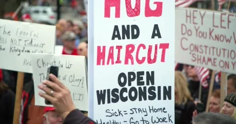 Protestors gather to demand the re-opening of the state during COVID-19 Stock-Footage 131315922