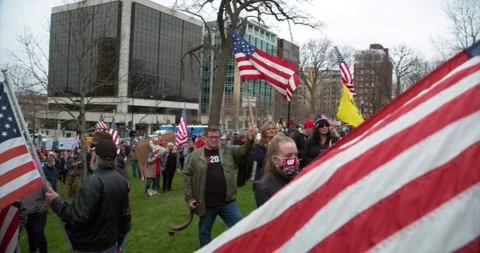 Protestors gather to demand the re-opening of the state during COVID-19 Stock-Footage 131316204