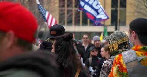 Protestors gather to demand the re-opening of the state during COVID-19 Stock-Footage 131317863