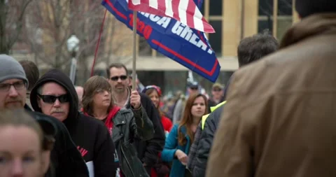 Protestors gather to demand the re-opening of the state during COVID-19 Stock-Footage 131318733