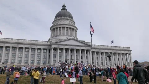 Protestors Gather Outside Utah State Capitol 스톡 동영상 133004385