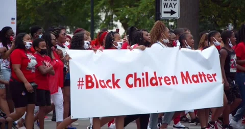 Protestors gather to a peaceful protest Unity March for Black Lives Matter Stock-Footage 138043182