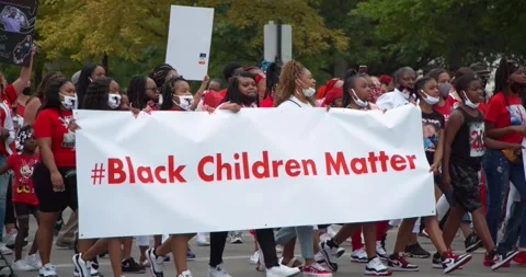 Protestors gather to a peaceful protest Unity March for Black Lives Matter Stock-Footage 138043381