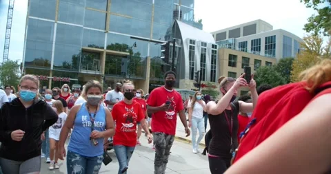 Protestors gather to a peaceful protest Unity March for Black Lives Matter Stock-Footage 138043561