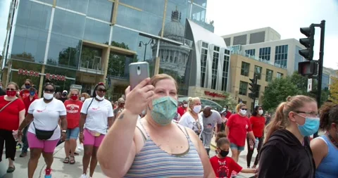 Protestors gather to a peaceful protest Unity March for Black Lives Matter Stock-Footage 138043594