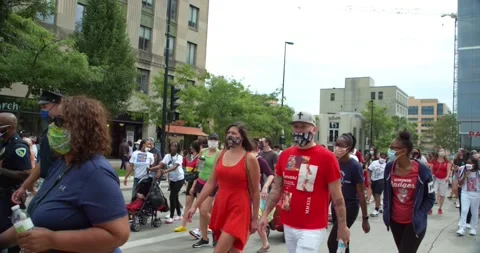 Protestors gather to a peaceful protest Unity March for Black Lives Matter Video stock 138043903