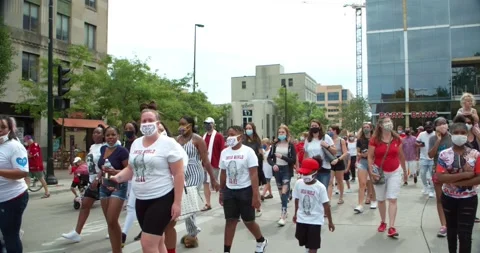 Protestors gather to a peaceful protest Unity March for Black Lives Matter Stock-Footage 138044390