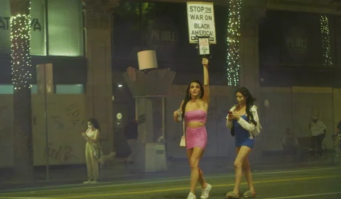 Protestors Hollywood blvd Stock Footage 142508138