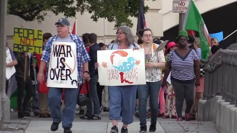 Protestors March With War Is Over Sign Stock Footage 72291636
