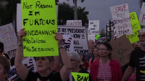 Protestors Marching in West Palm Beach Florida Stock Footage 72291362