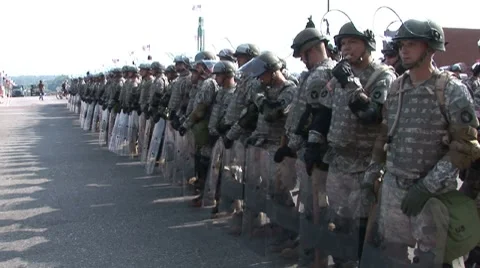 Protestors - National Guard & Police Prepare for Protests at RNC 08' Stock Footage