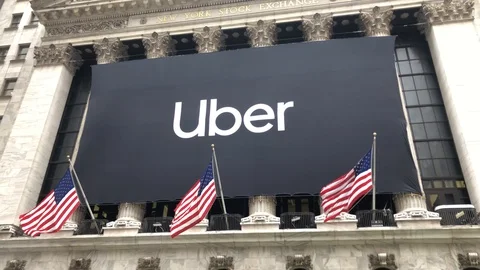 Protestors protest against Uber Technologies Inc. (NYSE: UBER) becomes public Stock Footage 121824907