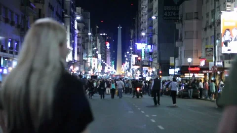 Protestors walking in down town buenos aires for a march Stock Footage 125170366