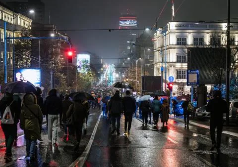 Protests in Belgrade 2024. Stock Photos