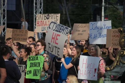 Protests in Belgrade. Stock Photos