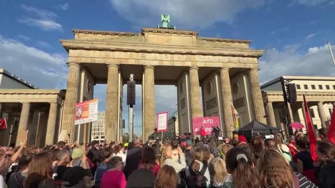 Protests in Berlin after the far-right's victory in Saxony-Anhalt, Berlín, DE -  Stock Footage 344893984