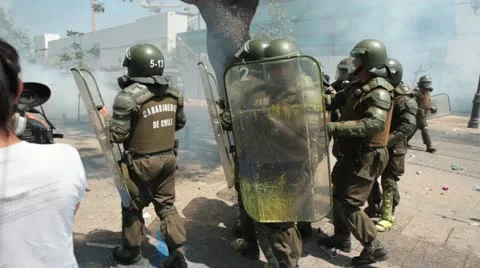 Protests in Chile Stock Footage 11814865