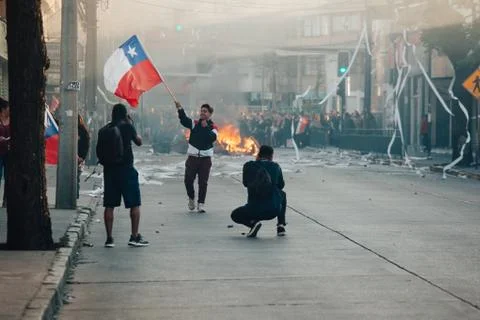 Protests in Chile Stock Photos