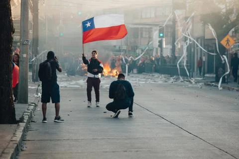 Protests in Chile Stock Photos