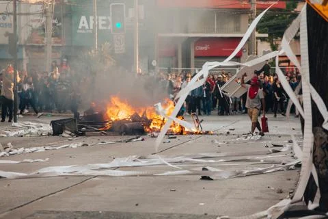Protests in Chile Stock Photos