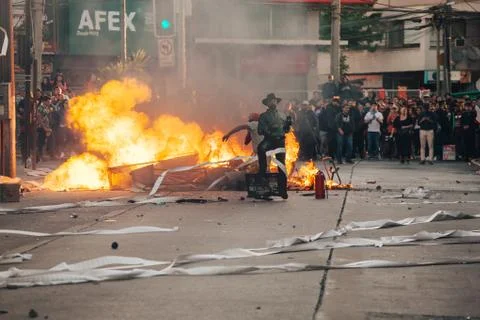 Protests in Chile Stock Photos