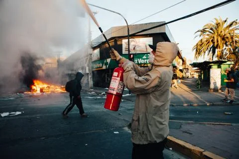 Protests in Chile Stock Photos