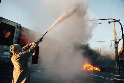 Protests in Chile Stock Photos