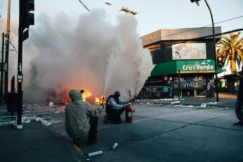 Protests in Chile Stock Photos
